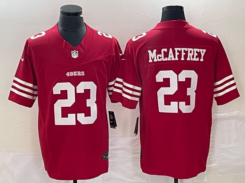 Men San Francisco 49ers #23 Mccaffrey Red 2023 Nike Vapor Limited NFL Jersey style1